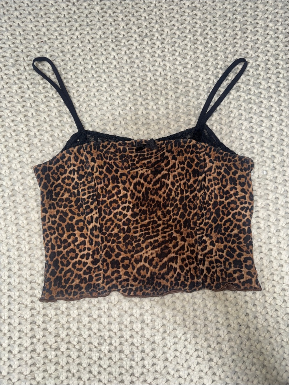 Leopard Print Cami Top with Black Trim